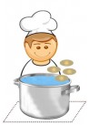 Tiefgekühlte Piroggen allmählich in das kochende und gesalzene Wasser werfen.
Nach dem Werfen zart mischen.
