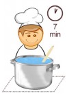 Auf kleiner Flamme nach Belieben kochen, Wasser nicht zu einem schnellen kochen lassen. Der Hersteller empfiehlt ca. 7 Min. zu kochen.